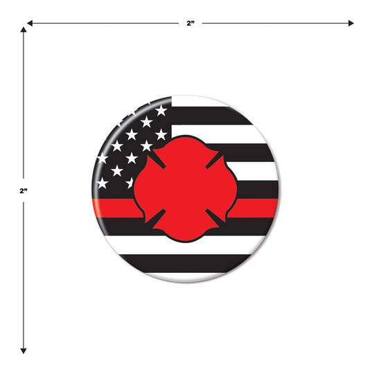 Beistle 2" Red Firefighter Maltese Icon with Flag Buttons, 6ct.